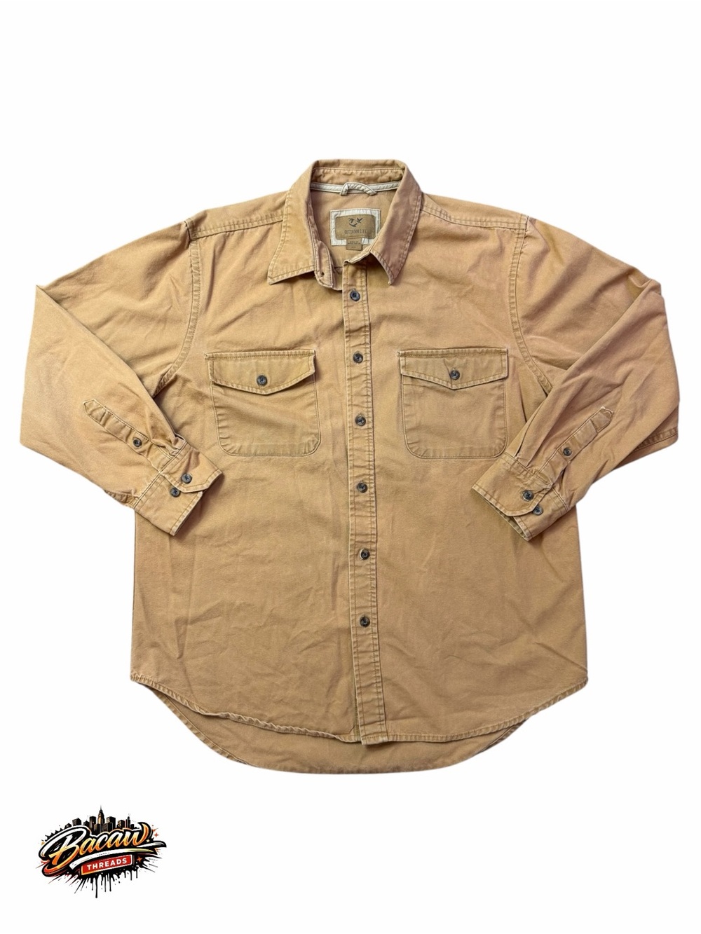 Outdoor Life Men’s Large‎ Tan Casual Work Long Sleeve Shirt